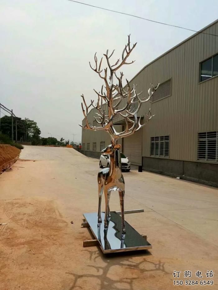 不銹鋼鹿雕塑 高度拋光效果 不銹鋼鹿雕塑加工