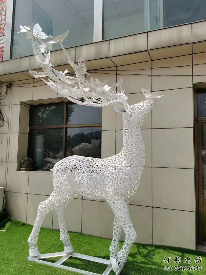 鏤空鹿雕塑廠家 長角藝術結構 不銹鋼鏤空鹿雕塑價格