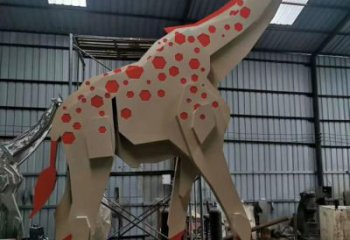 斑點長頸鹿雕塑廠家 抽象動物小品