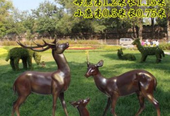 梅花鹿群雕廠家 古銅色系 梅花鹿不銹鋼雕塑定做