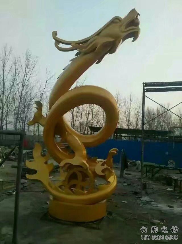 不銹鋼龍雕塑廠家 金色臥龍造型 