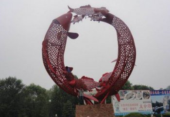 鯉魚雕塑廠家 鏤空工藝 鏤空鯉魚雕塑制作商