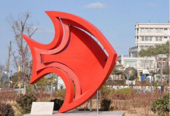 不銹鋼魚(yú)抽象雕塑 剪影原理元素 抽象魚(yú)雕塑制作