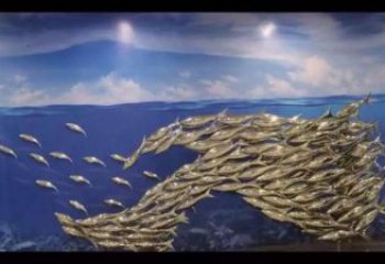 群魚雕塑廠家 水景動物類 定制不銹鋼群魚雕塑