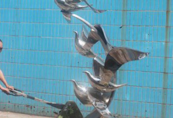 群鳥雕塑廠家 鳥禽小品 不銹鋼群鳥雕塑生產制作