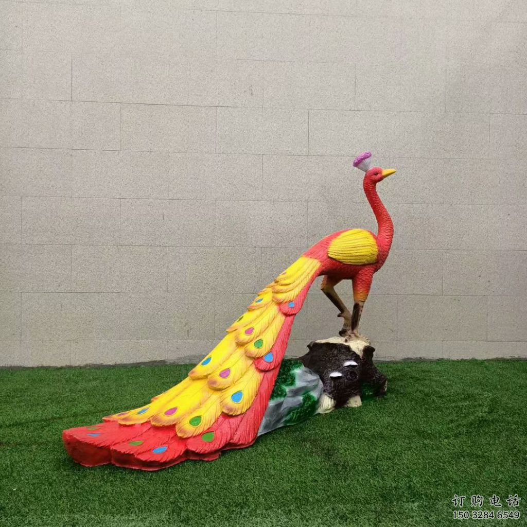 紅孔雀雕塑廠家 彩繪工藝 大型紅孔雀雕塑報(bào)價(jià)