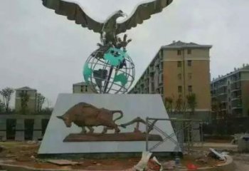 老鷹踩地球雕塑廠家 金屬鳥禽 不銹鋼老鷹踩地球雕塑價格