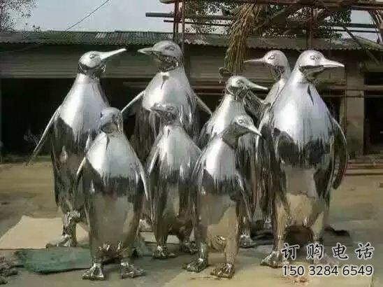 企鵝雕塑廠家 鏡面動物 不銹鋼鏡面企鵝雕塑制作