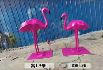 幾何火烈鳥雕塑廠家 不銹鋼幾何火烈鳥雕塑制作