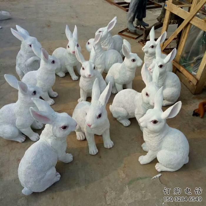 小白兔雕塑廠家 家禽動物題材 小白兔雕塑制作