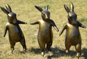 仿銅色兔子雕塑廠家 金屬銅色兔子雕塑生產制作