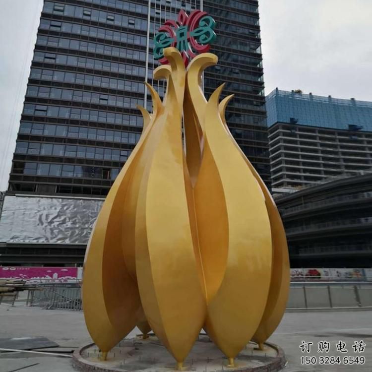 竹筍雕塑廠家 烤漆不銹鋼植物景觀雕塑