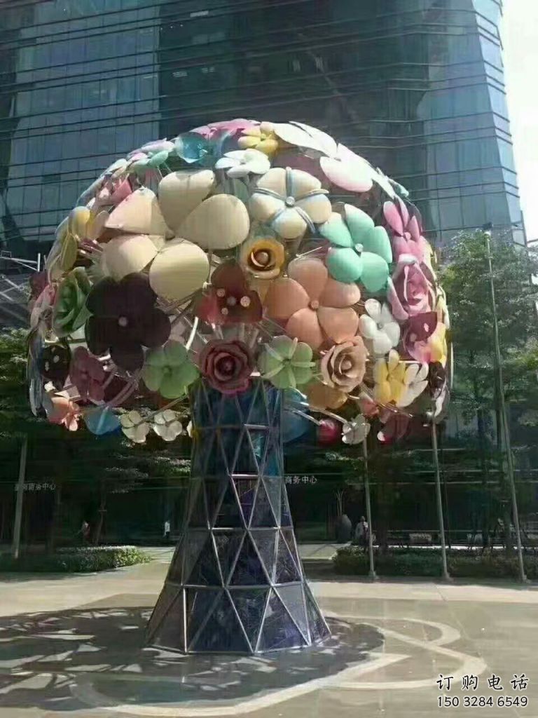 花球樹雕塑廠家 不銹鋼園林花球樹雕塑