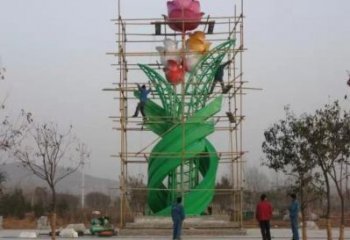 月季花樹雕塑廠家 烤漆不銹鋼園林雕塑