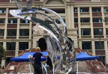 樹葉子雕塑廠家 鏡面園林不銹鋼植物雕塑