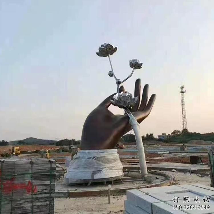 手拈花雕塑 不銹鋼手拈花雕塑廠家