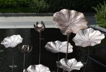 仿銅色荷葉雕塑 不銹鋼仿銅荷葉雕塑