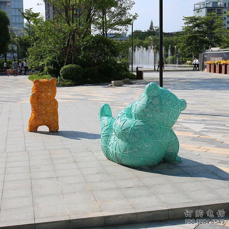 網紅熊雕塑 街頭動物小品 不銹鋼熊雕塑廠家