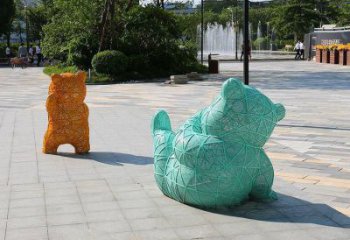 網(wǎng)紅熊雕塑 街頭動(dòng)物小品 不銹鋼熊雕塑廠家