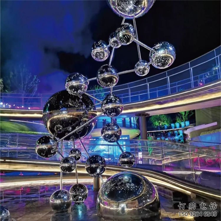 原子球雕塑廠家 科技技術雕塑 鏡面不銹鋼工藝
