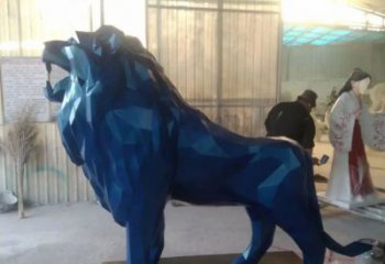 獅子雕塑 電鍍動物 雄獅不銹鋼電鍍雕塑