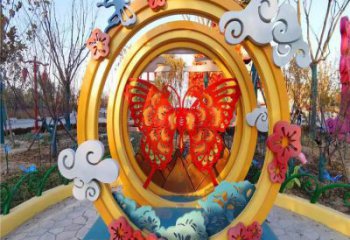 蝴蝶圓環雕塑廠家 公園烤漆動物雕塑