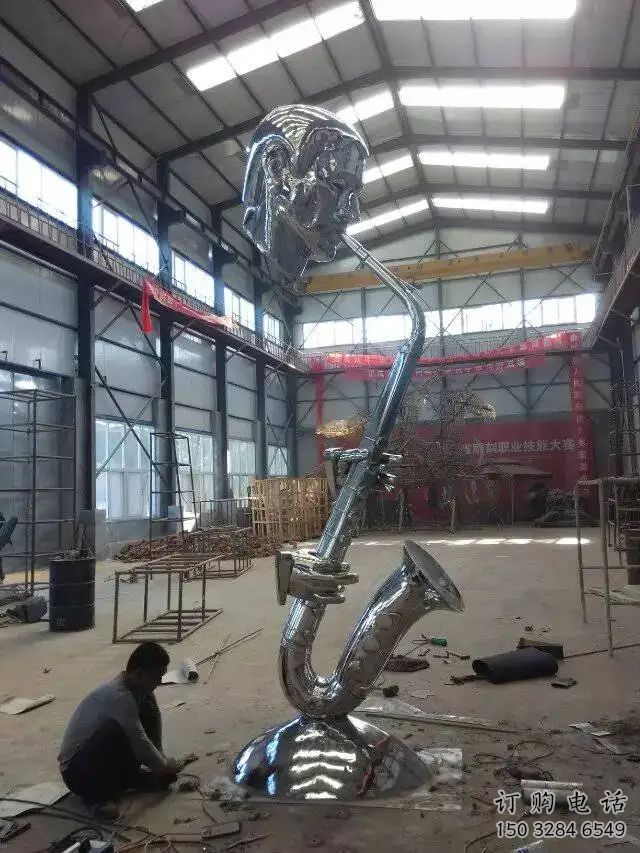 薩克斯人物雕塑 吹薩克斯不銹鋼人物雕塑