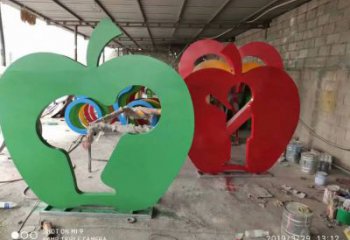剪影蘋果雕塑廠家 創意特點 不銹鋼剪影蘋果雕塑
