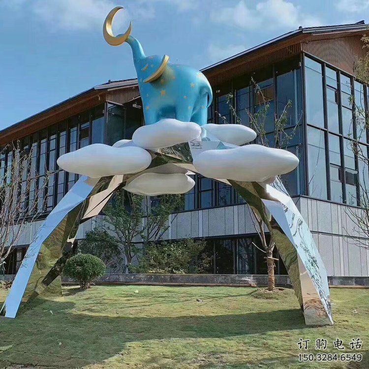 大象門頭雕塑廠家 動物門頭雕塑 不銹鋼大象門頭雕塑