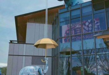 大象頭雕塑廠家 穿墻動物擺件 不銹鋼大象頭雕塑