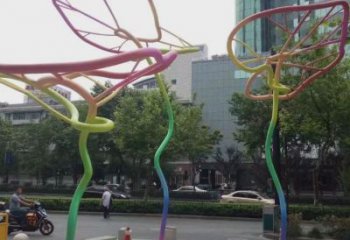 荷葉雕塑 鏤空漸變元素 不銹鋼鏤空荷葉雕塑廠家