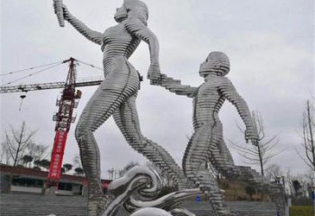 火炬人雕塑廠家 抽象體育人雕塑 不銹鋼火炬人雕塑