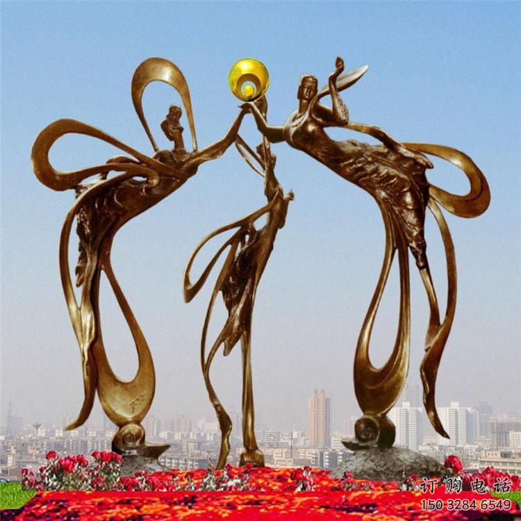 仙女雕塑 抽象鍍金人物雕塑 戶外不銹鋼仙女雕塑