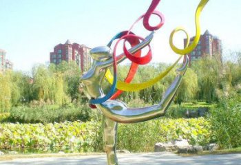 舞者雕塑 鏡面體育雕塑 不銹鋼舞者運動雕塑