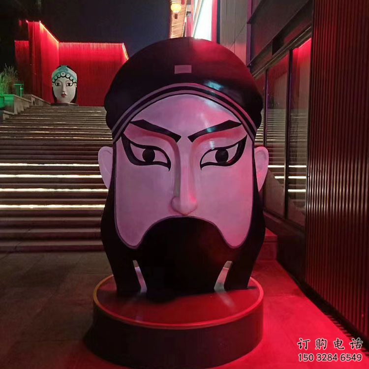 臉譜雕塑 京劇人物小品 噴漆臉譜雕塑廠家