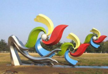 風車雕塑 烤漆園林擺件 抽象不銹鋼風車雕塑廠家