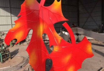 楓葉雕塑 園林噴漆小品  戶外大型噴漆楓葉雕塑廠家