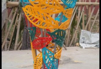 楓葉雕塑廠家 鏤空烤漆擺件 戶外街道楓葉雕塑