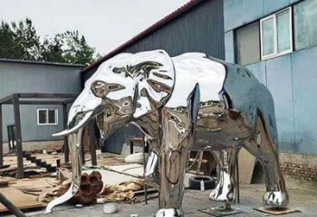 大象雕塑 鏡面動物小品 大門不銹鋼大象雕塑廠家