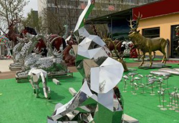 大象雕塑 幾何切面動(dòng)物 大型戶外大象雕塑廠家