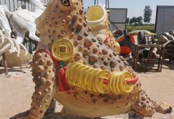 金蟾雕塑 彩繪動物擺件 園林不銹鋼金蟾雕塑廠家
