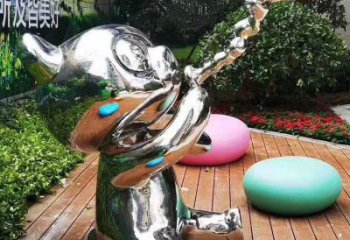 貓咪雕塑 游樂場卡通小品 鏡面鍛造貓咪雕塑廠家