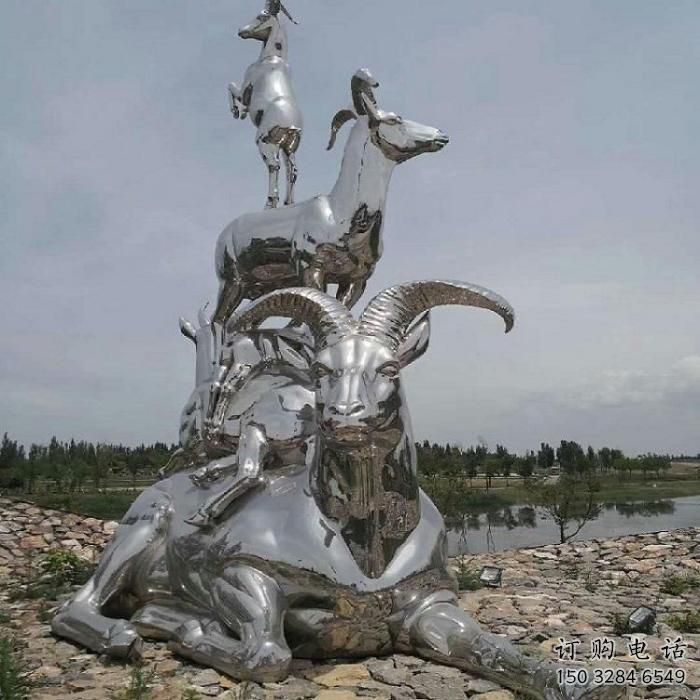 鏡面山羊雕塑廠家 風景區中式小品 戶外仿真山羊雕塑