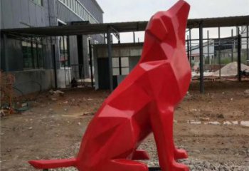 風景區小狗雕塑廠家 幾何異形小品 室外烤漆小狗雕塑