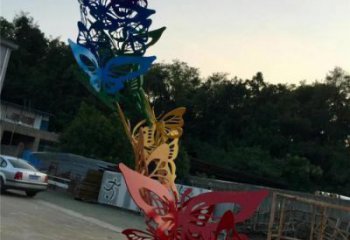 現代蝴蝶雕塑廠家 室內烤漆擺件 賓館玄關蝴蝶雕塑