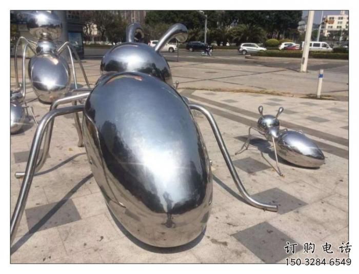 鏡面螞蟻雕塑廠家 現代擺件 游樂場異形螞蟻雕塑