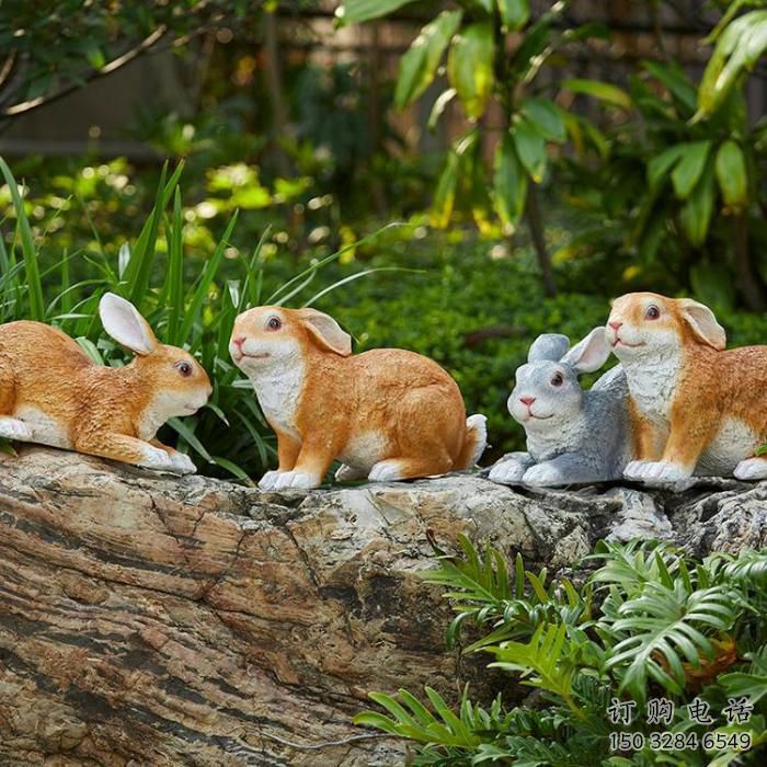 風景區兔子雕塑廠家 中式戶外擺件 風景區仿真兔子雕塑