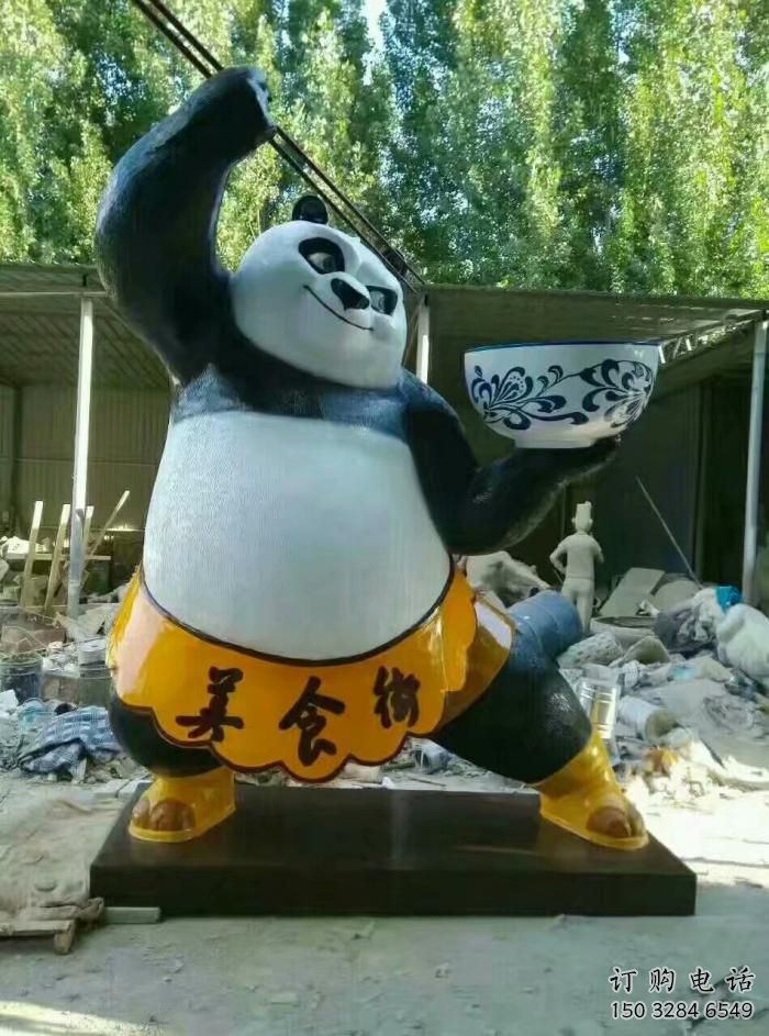 幼兒園熊貓雕塑廠家 卡通噴漆小品 室內(nèi)異形熊貓雕塑