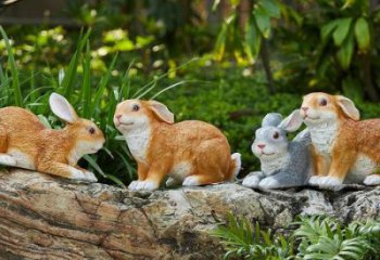 風景區兔子雕塑廠家 中式戶外擺件 風景區仿真兔子雕塑