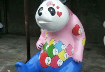 游樂場熊貓雕塑廠家 戶外賓館擺件 住宅小區彩繪熊貓雕塑
